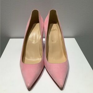 Christian Louboutin Pink Suede Pigalle Pointed Toe Pumps Size 38 1/2